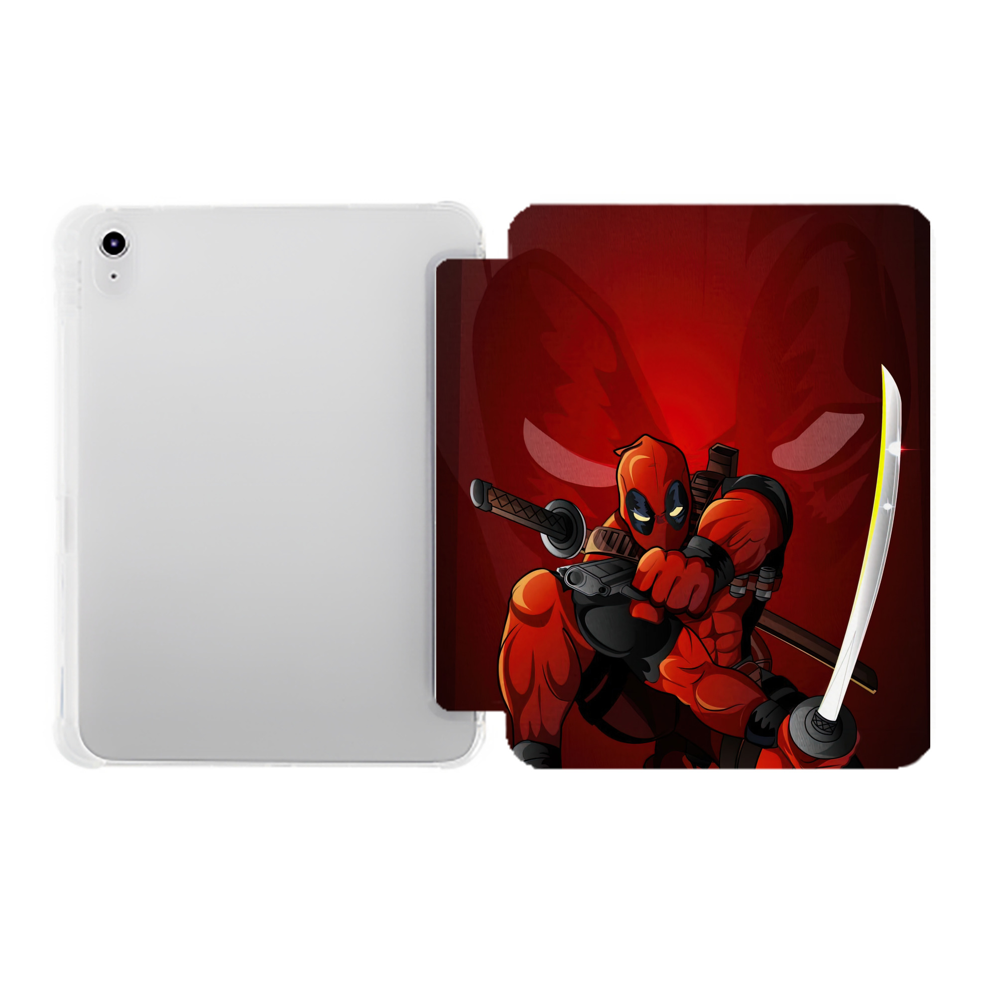 （画像用） Deadpool デッドプール IPad ケース ペン収納付き 三つ折りスタンド PUレザー×シリコン 対応機種9.5/10.5/10.9インチ